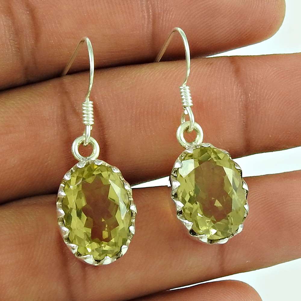 Pretty 925 Sterling Silver Lemon Quartz Gemstone Earring Jewellery