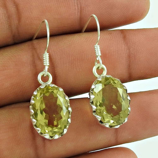 Pretty 925 Sterling Silver Lemon Quartz Gemstone Earring Jewellery