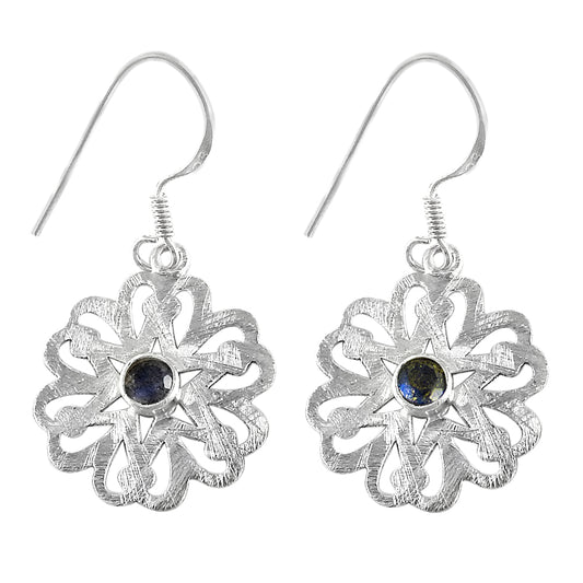 Christmas Gift 925 Sterling Silver Natural Labradorite Dangle Tribal Earrings W3