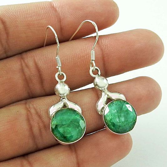925 Sterling Silver Jewellery Fashion Emerald Gemstone Earrings Manufacturer
