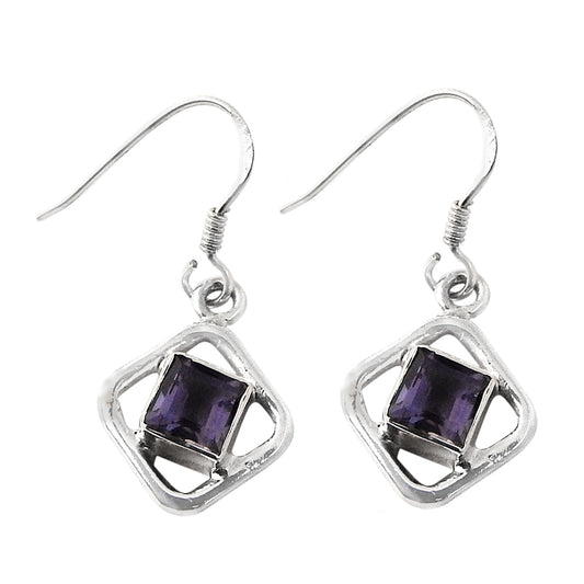 Natural Amethyst Gemstone 925 Sterling Silver Drop/Dangle Earrings For Women A6