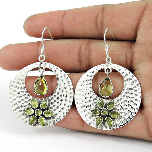 Delicate 925 Sterling Silver Peridot Earrings Wholesaling