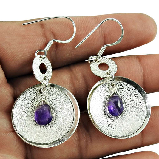 Charming Amethyst Gemstone Earrings Sterling Silver Fashion Jewellery