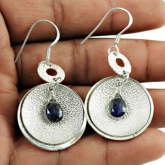Paradise Lantern 925 Sterling Silver Iolite Earrings De gros