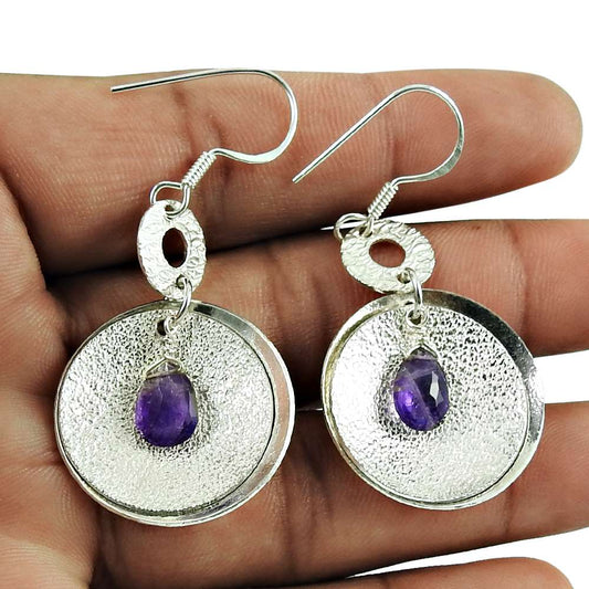 Beautiful Amethyst Gemstone Earrings 925 Sterling Silver Jewellery