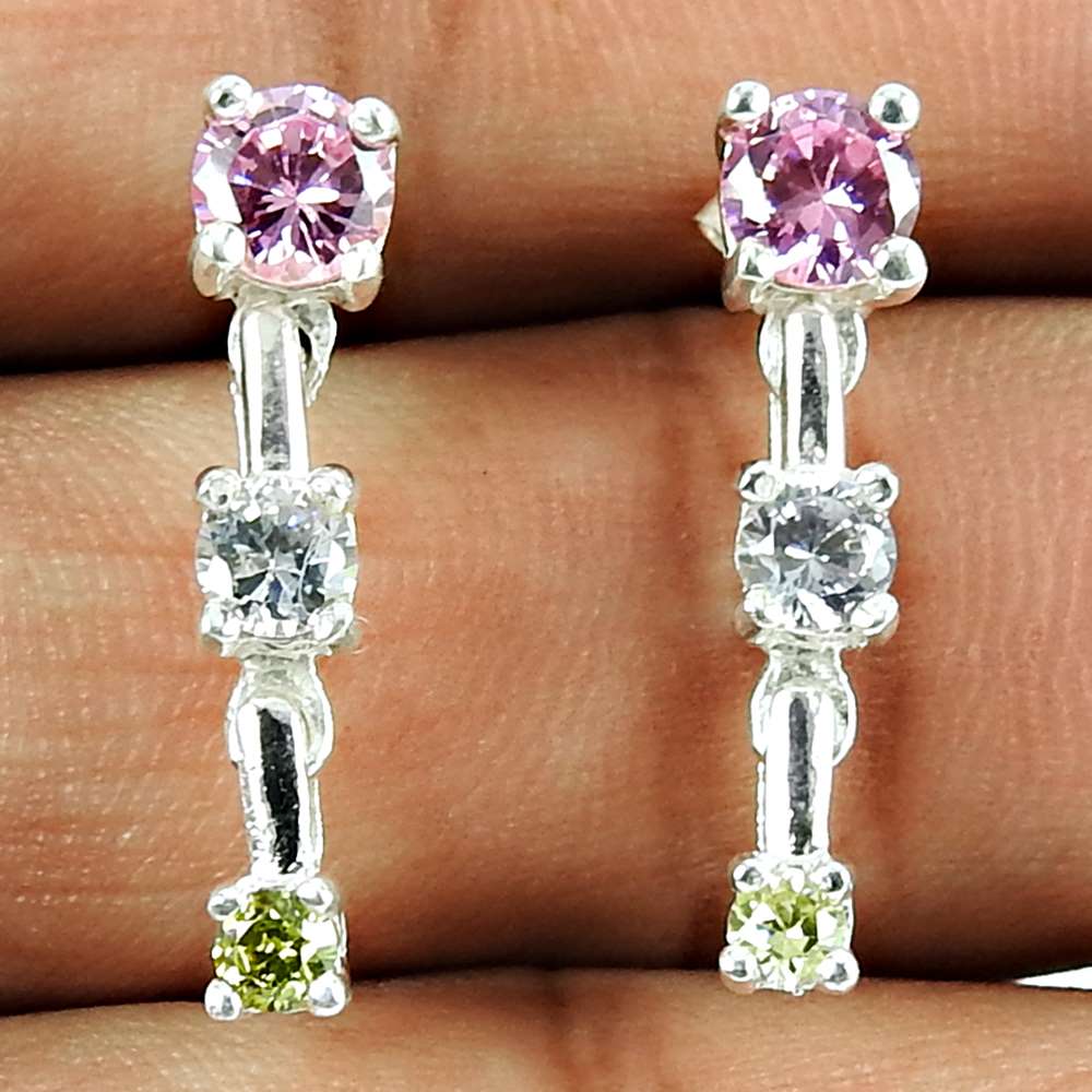 Party Wear CZ Earrings 925 Sterling Silver Antique Jewellery