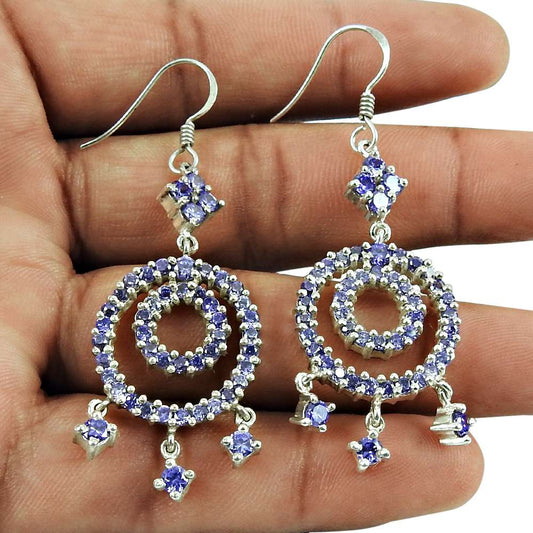 Party Wear Amethyst CZ Earrings 925 Sterling Silver Jewellery