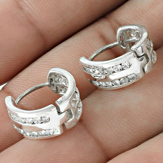 Natural Cubic Zirconia Gemstone 925 Silver Hoop Vintage Earrings For Women U6