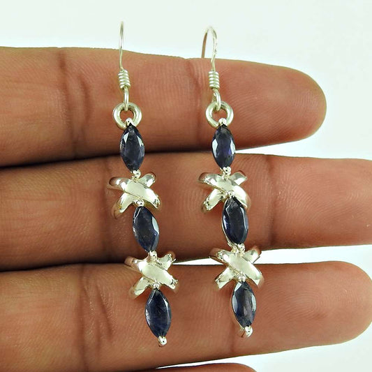 Pleasing 925 Sterling Silver Iolite Gemstone Earring Jewellery
