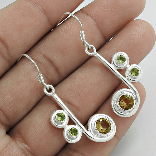 Christmas Gift Natural Peridot Drop/Dangle Earrings 925 Silver D6