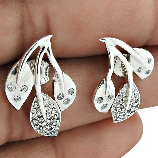 Gift For Women Stud Vintage Earrings 925 Silver Natural Cubic Zirconia L68