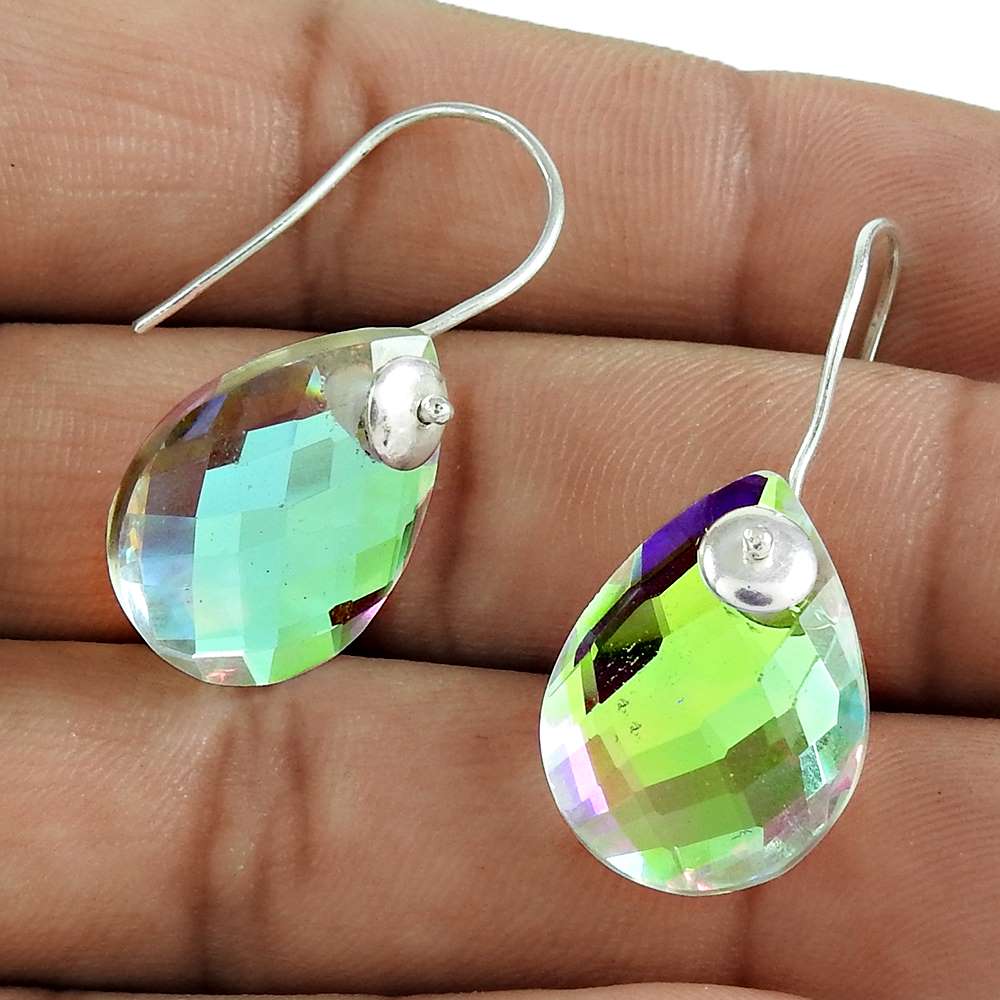 Natural Swarovski Crystal Dangle Bohemian Earrings 925 Silver For Girls R68