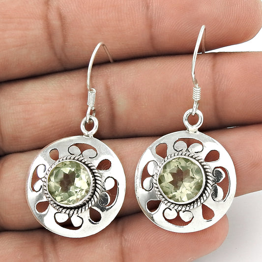 Christmas Gift Natural Amethyst Boho Earrings 925 Silver O1