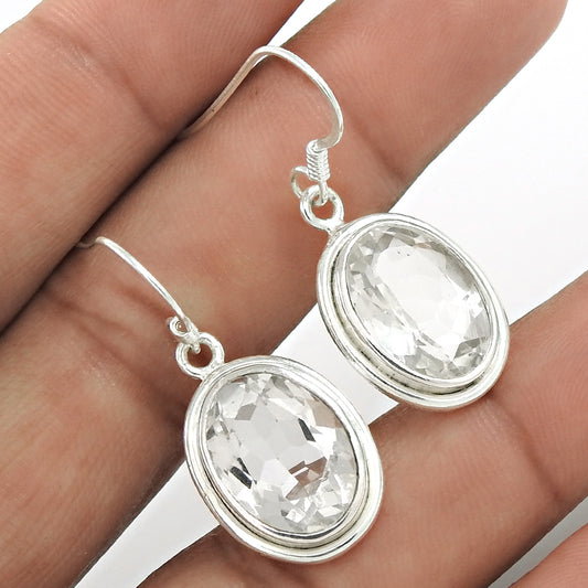 Natural Crystal Gemstone 925 Silver Drop/Dangle Tribal Earrings For Women U3