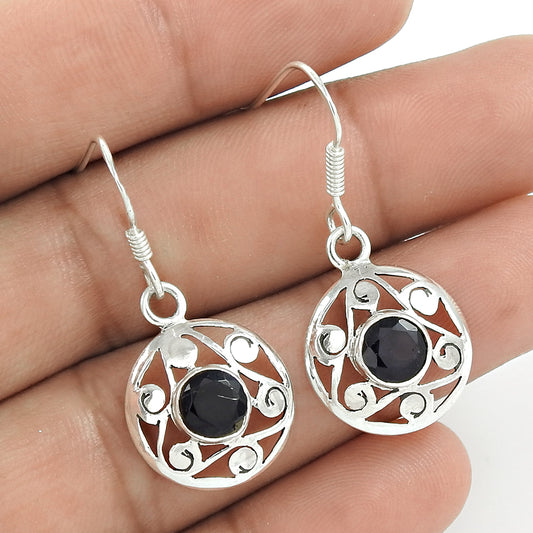 Natural Iolite Gemstone 925 Sterling Silver Christmas Gift Earrings For Women B8