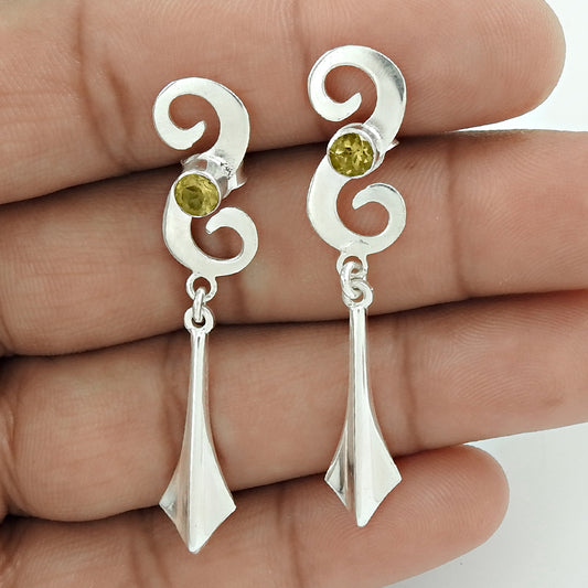 Natural Citrine Gemstone 925 Silver Christmas Gift Earrings For Girls D8
