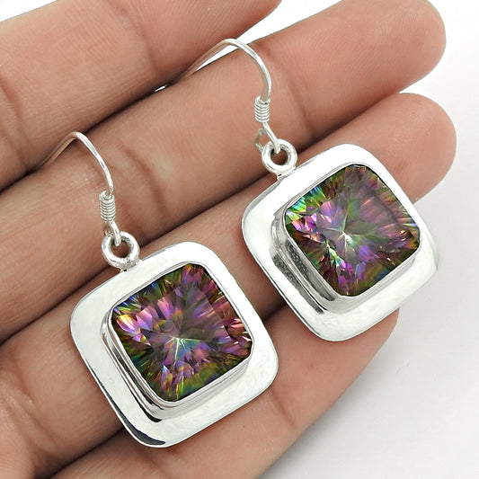Christmas Gift 925 Sterling Silver Natural Mystic Topaz Gemstone Earrings C11