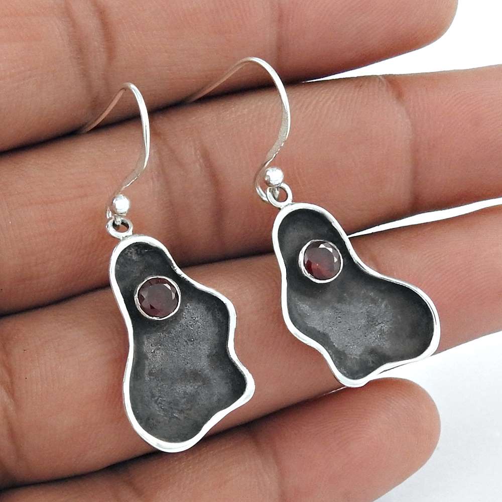 925 Sterling Silver Jewellery Fashion Garnet Gemstone Earrings Wholesale