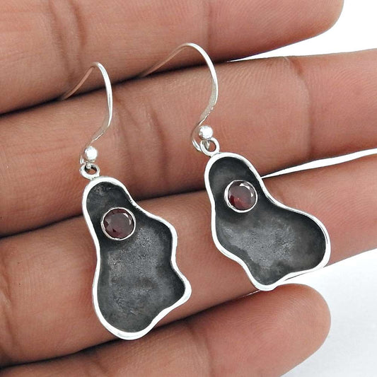 Sterling Silver Jewellery Fashion Garnet Gemstone Earrings