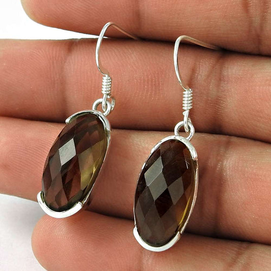 Sterling Silver Jewellery Beautiful Smoky Quartz Gemstone Earrings Wholesaler