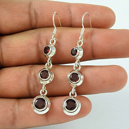 925 Sterling Silver Jewellery Charming Garnet Gemstone Earrings Supplier