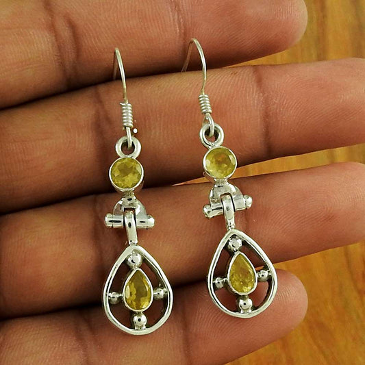 Possessing Good Fortune 925 Sterling Silver Citrine Gemstone Earring Jewellery Supplier