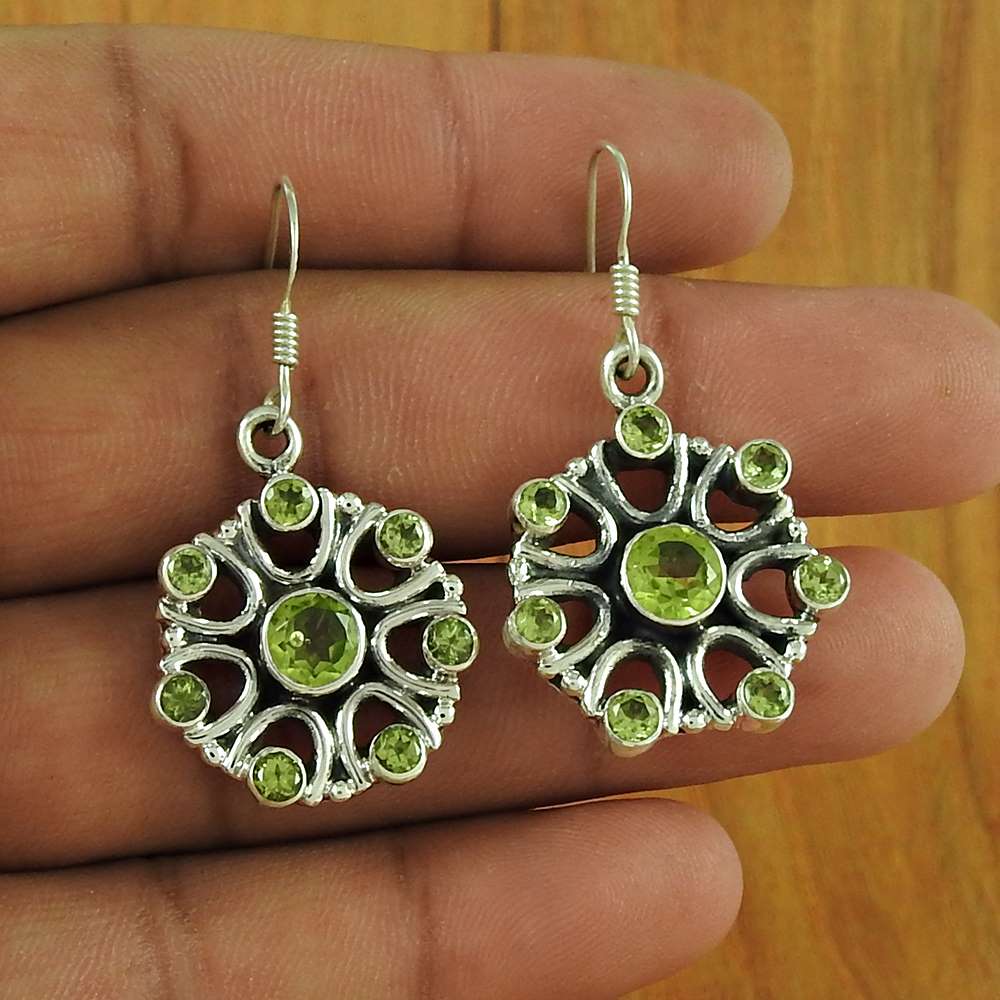 925 Sterling Silver Jewellery Fashion Peridot Gemstone Earrings
