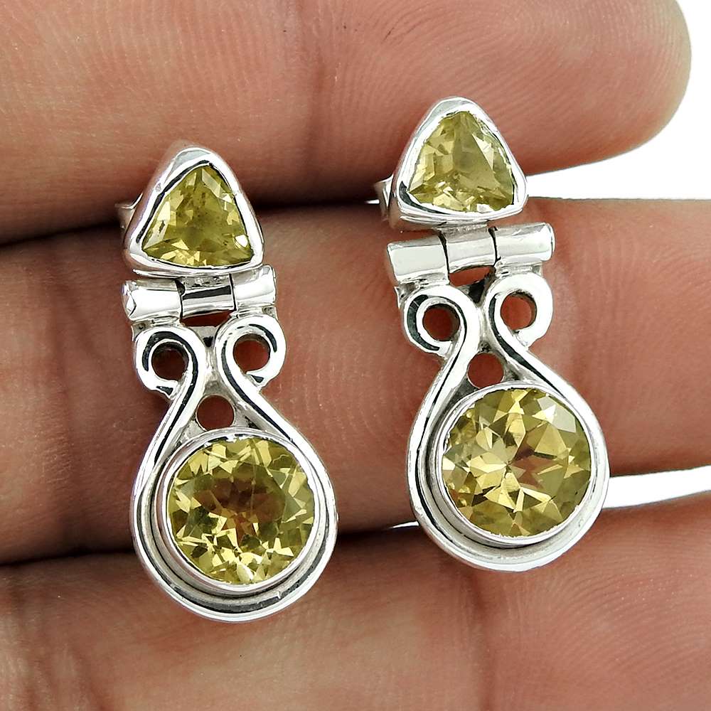 Amusable 925 Sterling Silver Citrine Gemstone Earring Jewellery