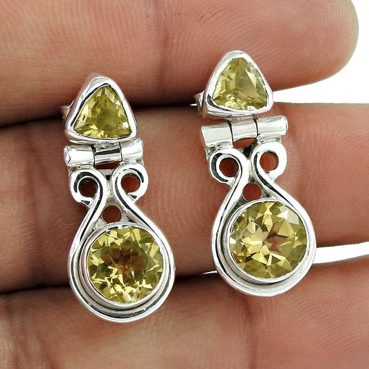 Amusable 925 Sterling Silver Citrine Gemstone Earring Jewellery