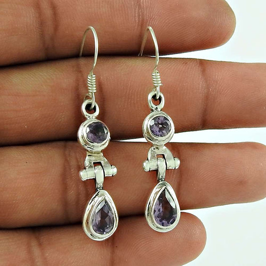 Seemly 925 Sterling Silver Amethyst Gemstone Earring Jewellery Exporter