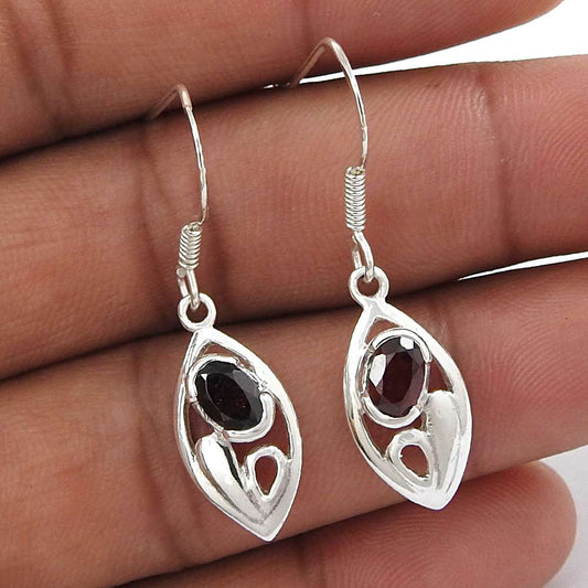 Designer Sterling Silver Garnet Gemstone Earrings 925 Jewellery
