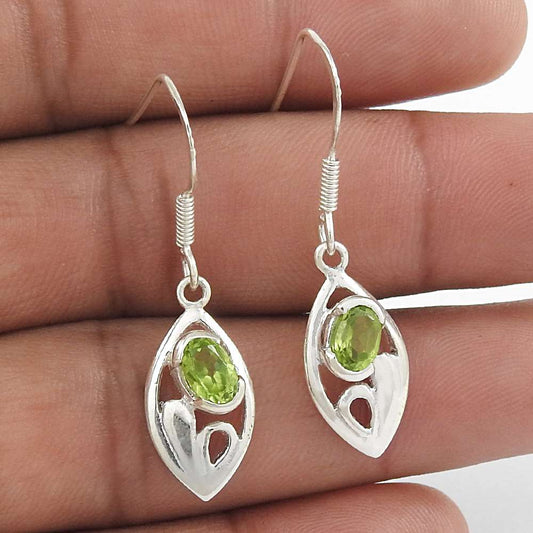 Scenic 925 Sterling Silver Peridot Gemstone Earrings