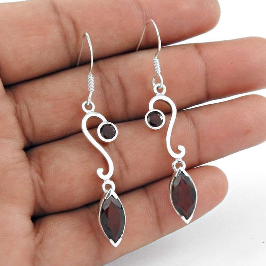 Seemly 925 Sterling Silver Garnet Gemstone Earrings