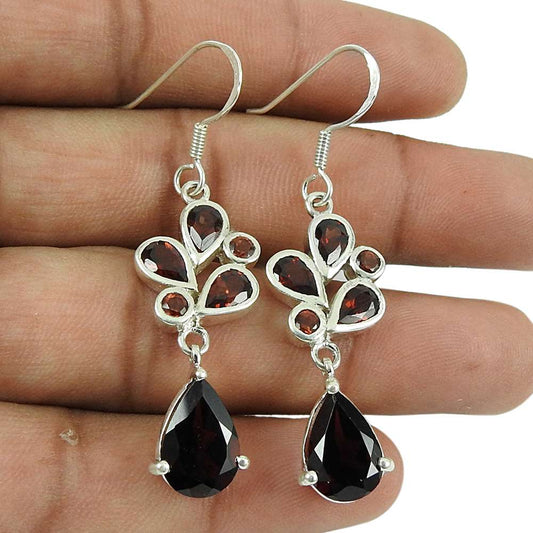 Designer 925 Sterling Silver Garnet Gemstone Earrings
