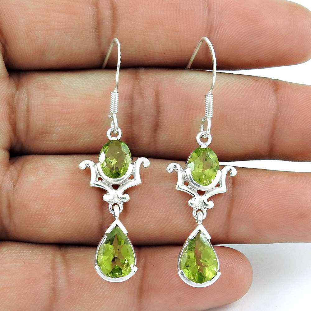 Beautiful 925 Sterling Silver Peridot Gemstone Earrings