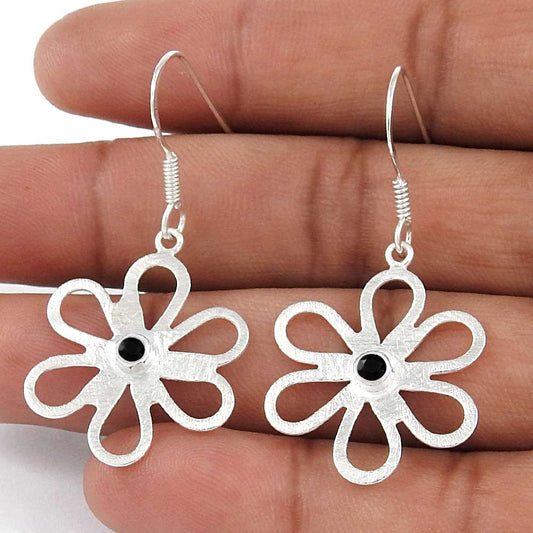 Possessing Good Fortune 925 Sterling Silver Black Onyx Gemstone Earrings