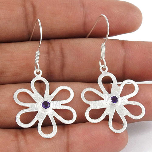 Designer 925 Sterling Silver Amethyst Gemstone Earrings
