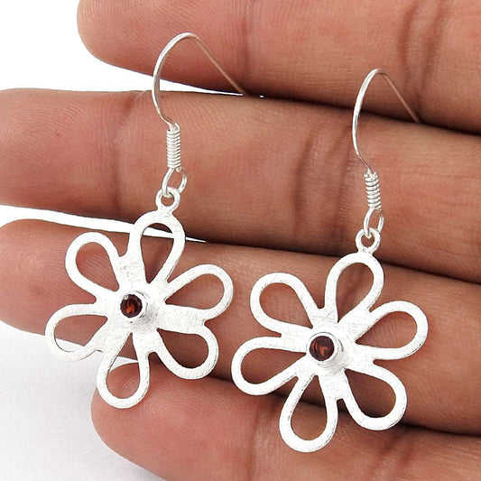 Amusable 925 Sterling Silver Garnet Gemstone Earrings