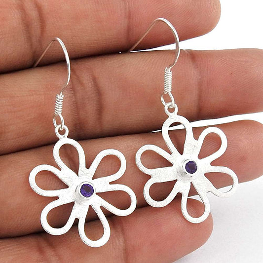 Lovely 925 Sterling Silver Amethyst Gemstone Earrings