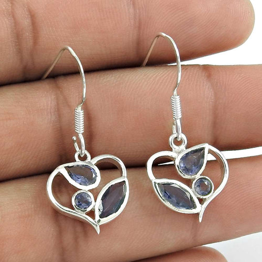 Scenic 925 Sterling Silver Iolite Gemstone Earrings