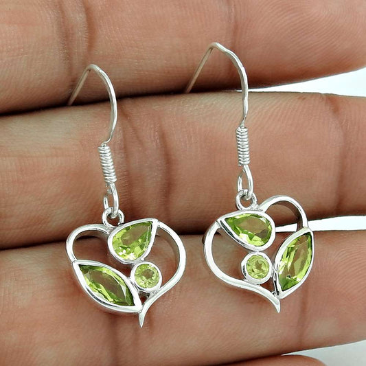 Graceful 925 Sterling Silver Peridot Gemstone Earrings