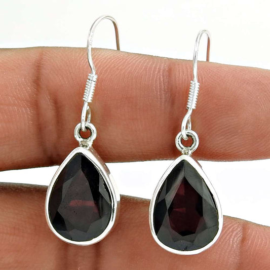 925 Sterling Silver Jewellery Ethnic Garnet Gemstone Earrings Supplier