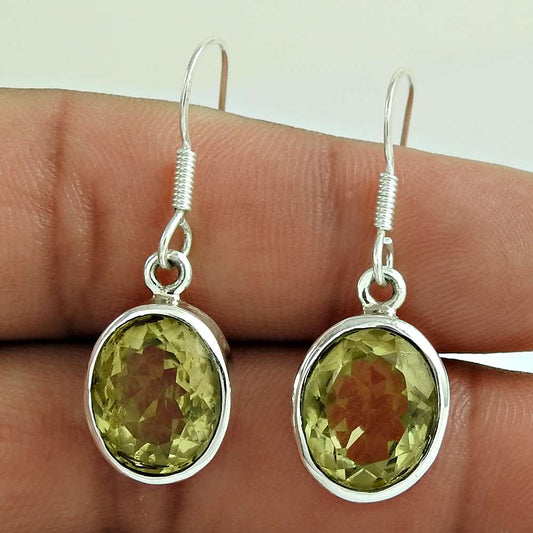925 Sterling Silver Jewellery Fashion Lemon Topaz Gemstone Earrings Manufacturer