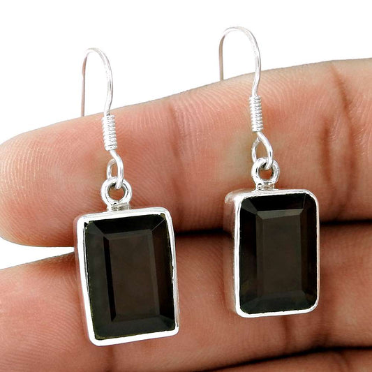 Sterling Silver Jewellery High Polish Smoky Quartz Gemstone Earrings Wholesale