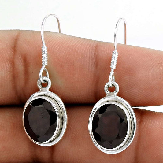 Gift For Her Natural Garnet Dangle Tribal Earrings 925 Silver T77