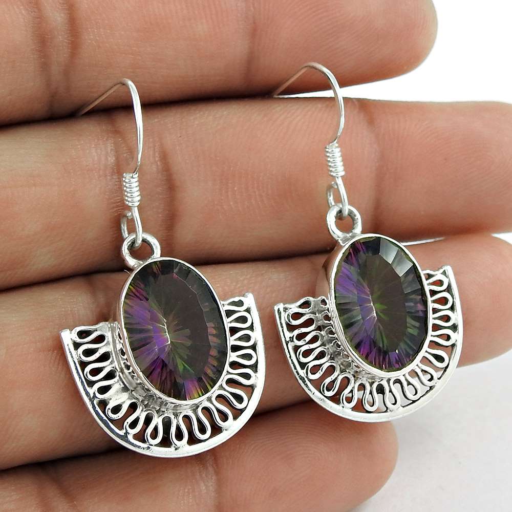 Sterling Silver Fashion Jewellery Charming Mystic Topaz Gemstone Earrings