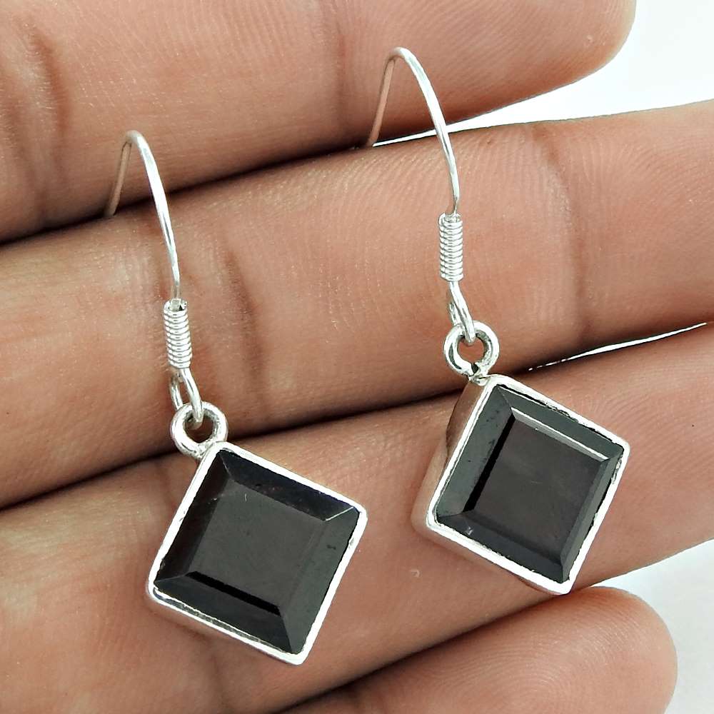 Wedding Gift For Her 925 Silver Natural Garnet Dangle Tribal Earrings D79