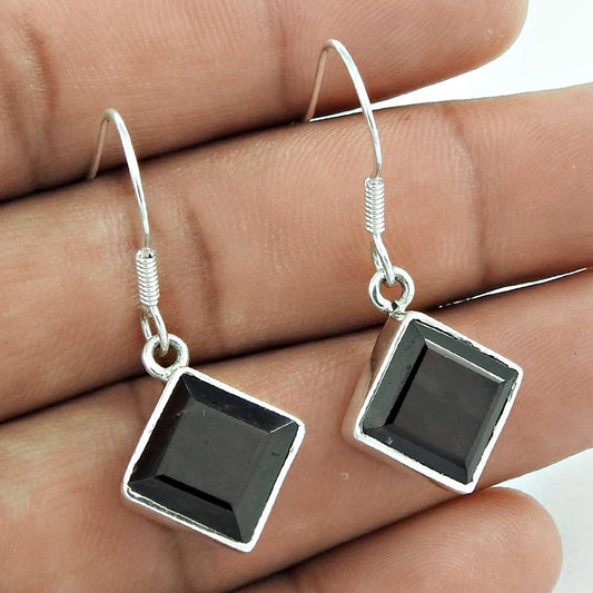 Wedding Gift For Her 925 Silver Natural Garnet Dangle Tribal Earrings D79