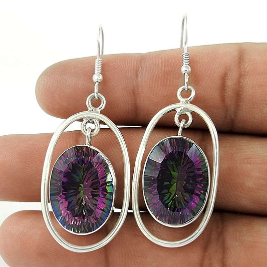 Sterling Silver Jewellery Traditional Mystic Topaz Gemstone Earrings Supplier