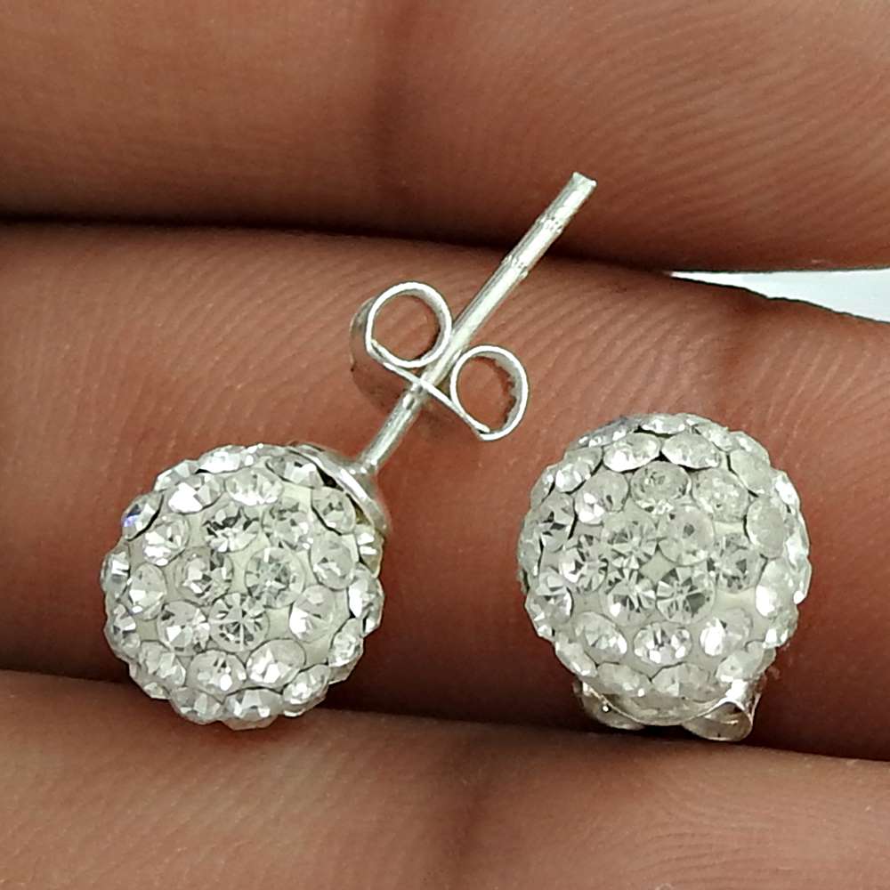 Wedding Gift For Her 925 Silver Natural Cubic Zirconia Stud Vintage Earrings H80